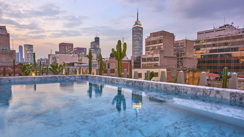 Rooftop pool view in Mexico City