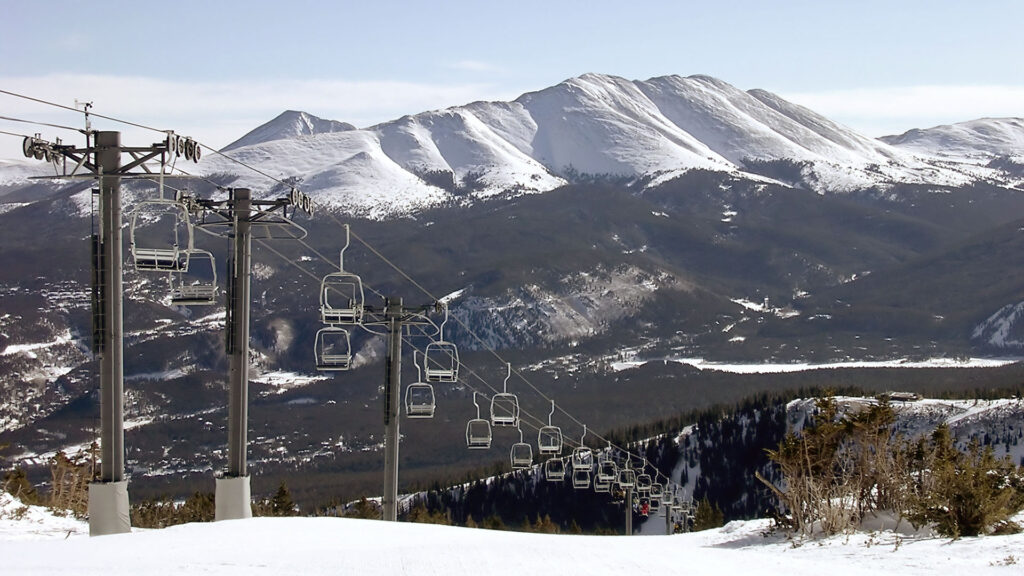 a ski lift in Breckenridge, Colorado in the winter